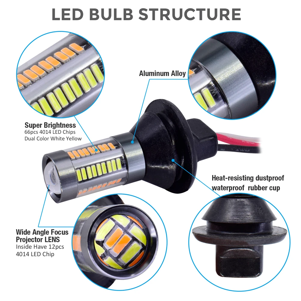 1 пара светодиодный светильник поворота DRL BA15S P21W 12 В 66SMD 1156 Canbus 4014 дневные ходовые