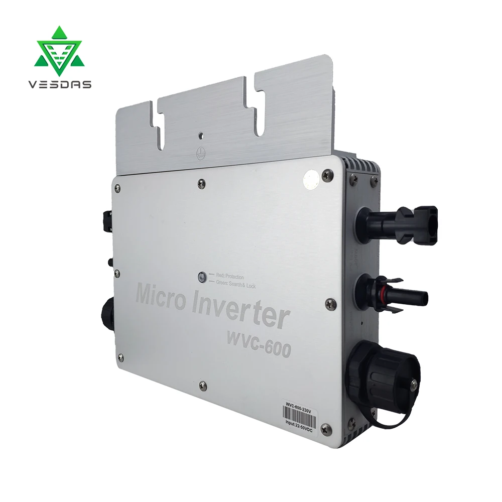 

Vesdas Waterproof IP65 600W MPPT Grid Tie Micro Inverter 22-50VDC to AC110V/220V Solar Inverter