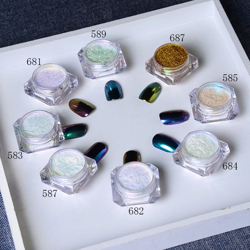BORN PRETTY 8Pcs Set Bling Mirror Nail font b Glitter b font Chameleon Powder Gorgeous Nail