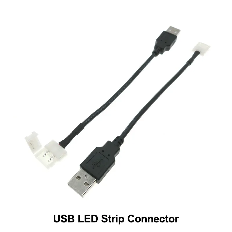 USB LED Strip Connector 2pin 8mm / 10mm for 5V LED Strip 2835 3528 5050