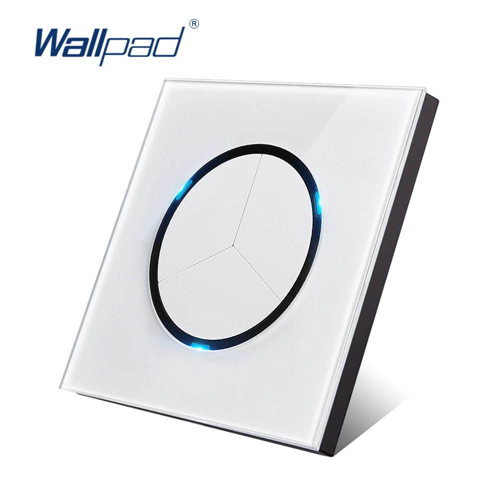 Wallpad New Arrival 3 Gang 1 Way Random Click Push Button Wall Light Switch With LED Indicator Crystal Glass Panel 16A