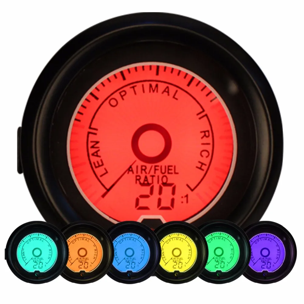 

Universal 52mm Air/Fuel Ratio Meter Analog Monitor Gauge Meter 7 Color Backlit 12V CAR AFR Readout Between 20-10 AFR