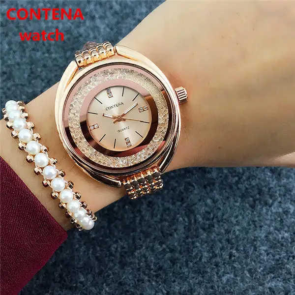 Топ бренд Contena Роскошные Montre часы Femme модные женские Стразы полный логотип часы кварцевые Mujer Кристалл Relojes - Цвет: 5