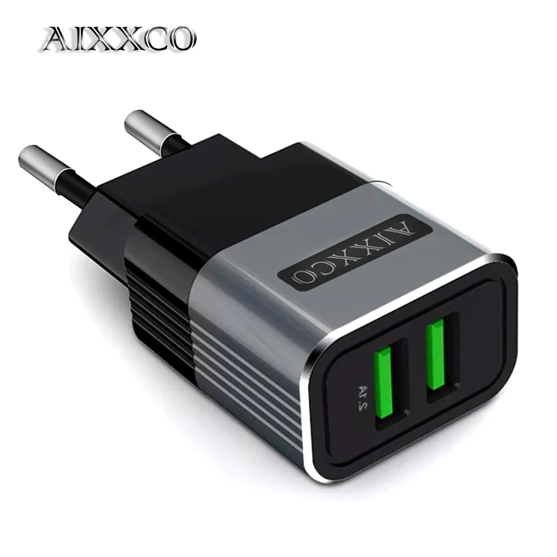 

AIXXCO 5V 2.1A Duel USB Charger for iPhone X 8 iPad Fast Wall Charger EU Adapter Mobile Phone Charger for Samsung S9 Xiaomi Mi 8