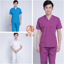 A-новые летние хирургические халаты с короткими рукавами для мужчин Стоматологическая красота оральный домашний доктор мужской раздельный костюм