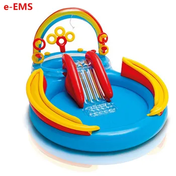 

Inflatable Rainbow Arched Door Sliding Board Water Spray Swimming Pool Children Cassia Seed Pool Thicken Sea Ball Pool G2052