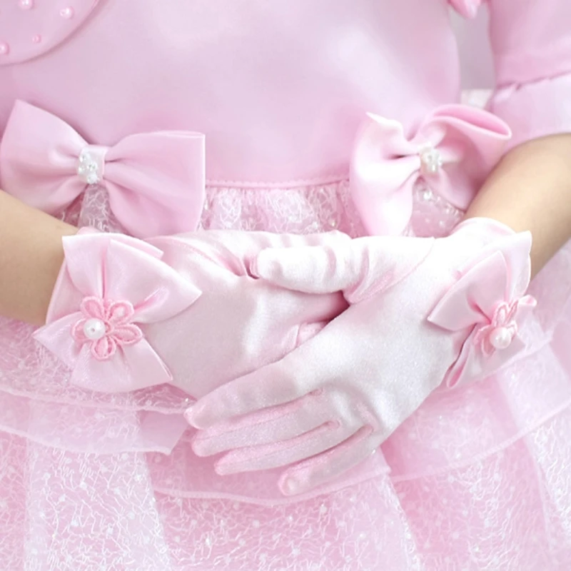 Детские Локоть для девочек, нарядные танцевальные перчатки для дня рождения, свадебные перчатки