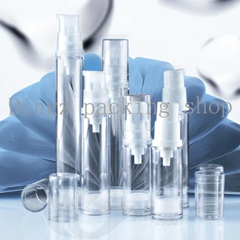 

50pcs 5ml Empty transparent Airless Lotion Cream Pump Plastic Container,Travel Cosmetic Skin Care Cream Bottle Airless Dispenser