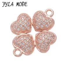 Fashion Copper 4 Hearts Charms Pendants Micro Pave Clover Zircon Connector Component For DIY Bracelet Making Bijoux Bedel CHF542