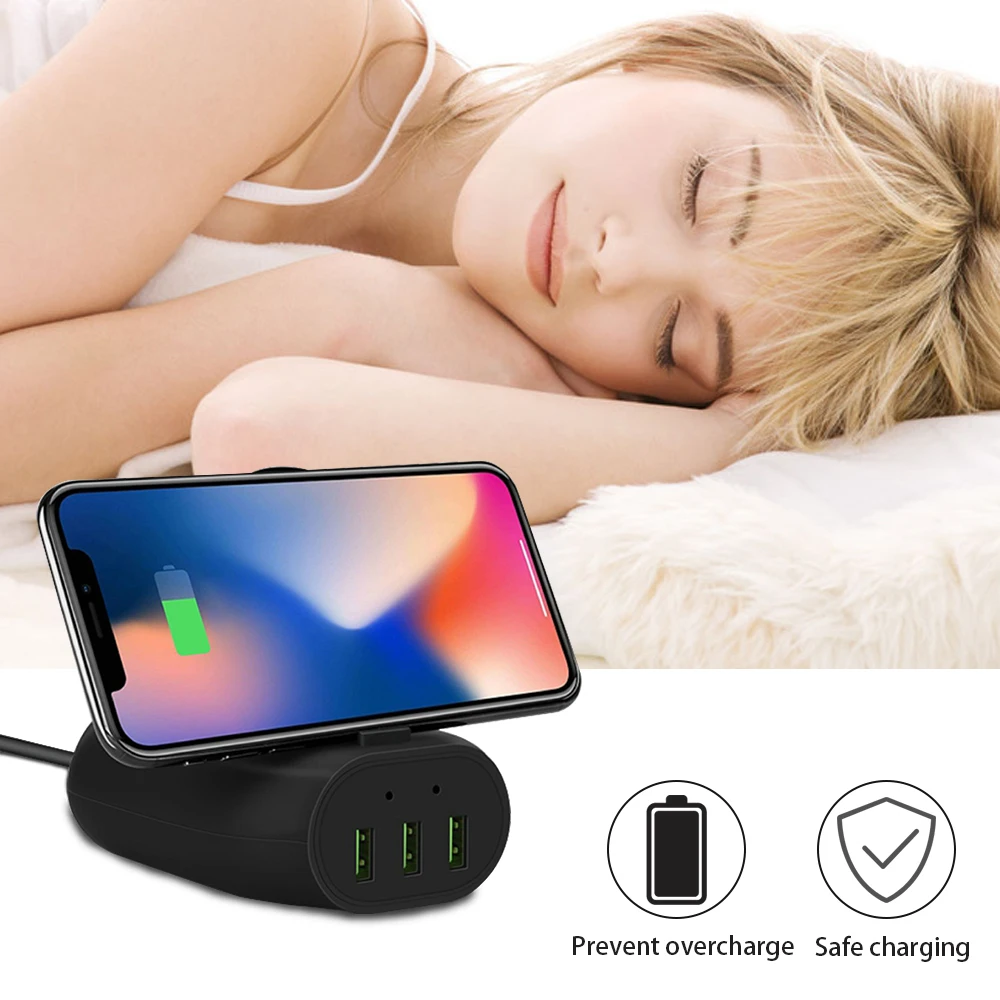Беспроводной зарядный держатель Ascromy 3USB для Apple iPhone X 8Plus Samsung Galaxy S9 S8 Q1|Зарядные