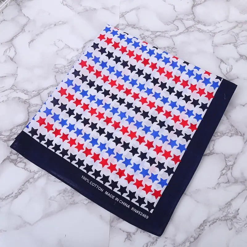 

Women Men Colored Five-Pointed Star Print Square Bandana Outdoor Cycling Magic Face Cover Scarf Hip-Hop Wristband Headwrap 55cm