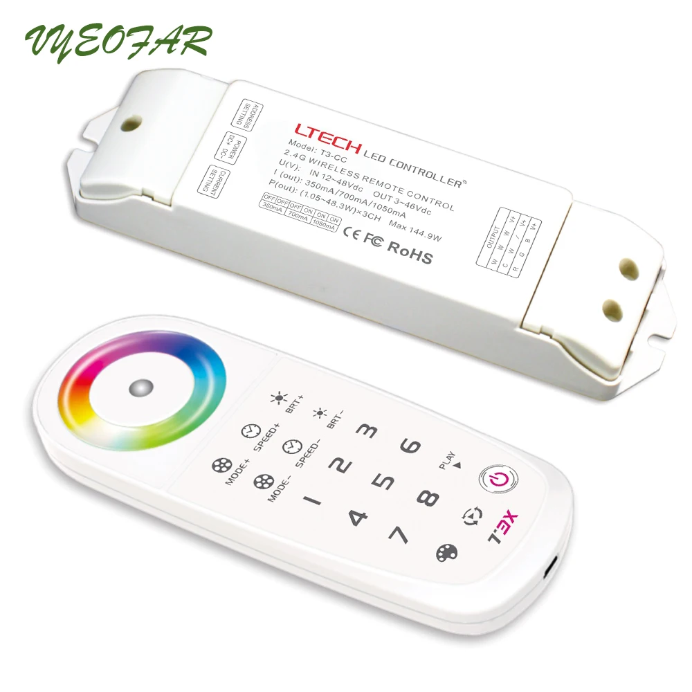 

New ltech T3X 2.4G LED RGB Controller RF Remote 8 Zone LED Strip Panel Lighting RF Wireless Sync/zone RGBW Controller