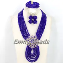 Мода года нигерийской свадьбы Африканский комплект ювелирных изделий Кристалл Бусины Цепочки и ожерелья комплект костюм Африканский комплект ювелирных изделий amj041
