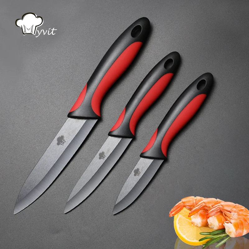 Kitchen Ceramic Knife 3 4 5 inch Set Paring Slicing Utility Knives Cooking Vegetable Fruit Tool Black Blade Anti-slip Handle