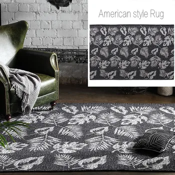 

Postmodern heavy industry wind decoration carpet , big size gray color bedside carpet, black rectangle ground tatami mat YP