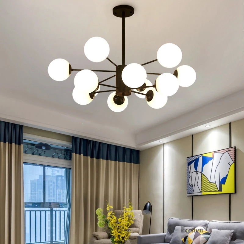 Horsten Nordic Creative Magic Bean Pendant Lights 6812 Heads Glass Ball Pendant Lamp For Living Dining Room Cafe Restaurant E27 (7)