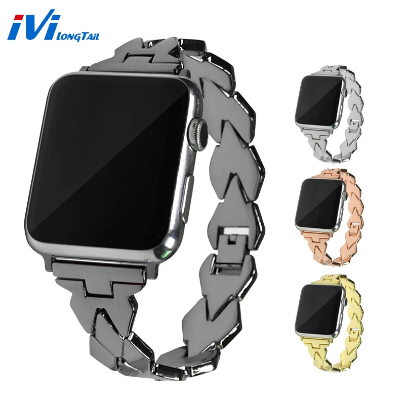 

Cover For Apple iPhone Watch 42 38 44 40 mm Case Strap Band Series 4 3 2 Diamond Women's Stainless Steel Watch Strap