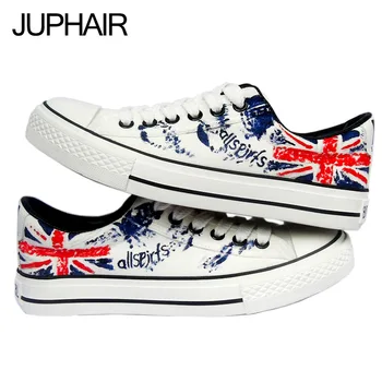 

New Shoe Men Males Great Canvas High Leisure Boy Girl Hand Painted Flat Shoes Cross Flag The Cat Fish Rabbit Prince FrogFootwear