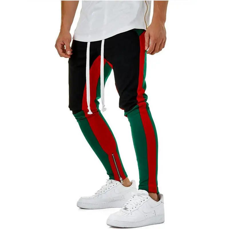4 Colors Zipped Ankle Track Pants Waist Banding Panelled Side Stripe