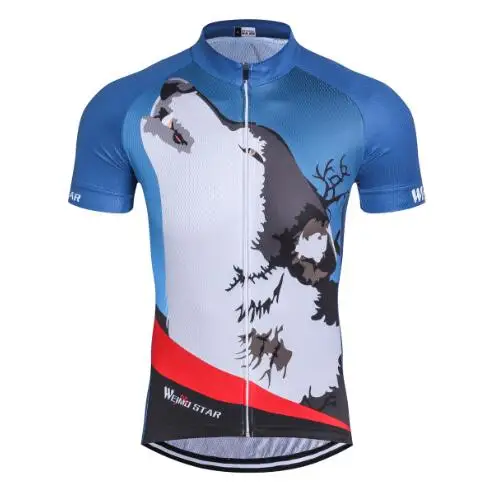 Weimostar Pro дышащий Ropa Ciclismo Велосипедная форма спортивные мужские Майки спортивные короткий рукав футболки Костюмы волк рев - Цвет: Wolf Roar