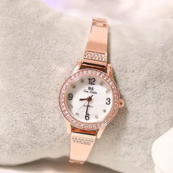 

New hot Arabic digital watch chain custom rhinestones four Arabic digital women's watch bracelet buckle Fashion & Casual
