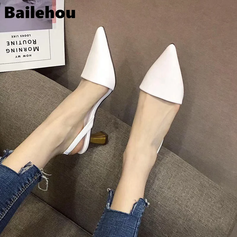 Bailehou 2019 модные брендовые женские сандалии элегантные с острым носком на высоком