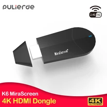 PULIERDE K6 HDMI Dongle 5 г MiraScreen 4 К Беспроводной Wi-Fi Дисплей приемник 1080P HD ТВ Stick Miracast Airplay Mirroring