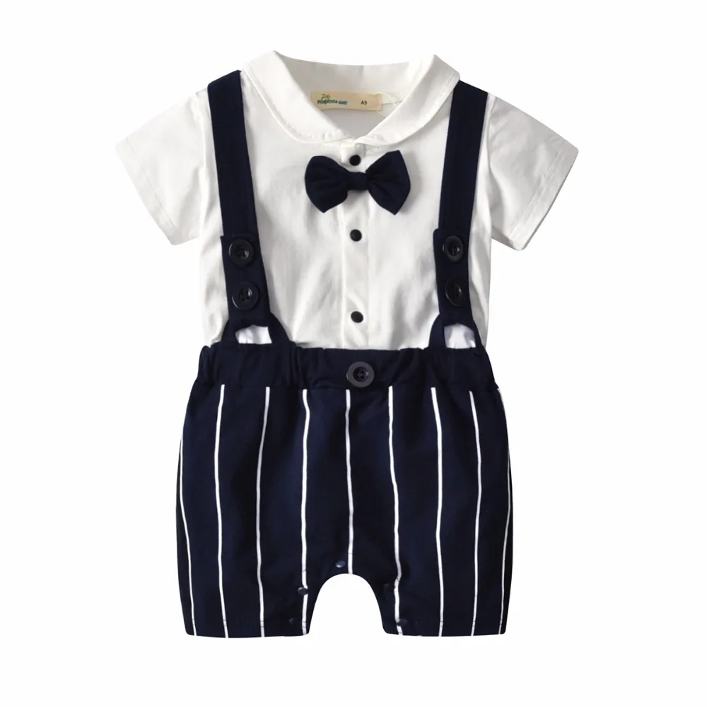 

Summer Cotton Short Sleeved Newborn Baby Clothing Striped Baby Boys Rompers For 3-24 Months