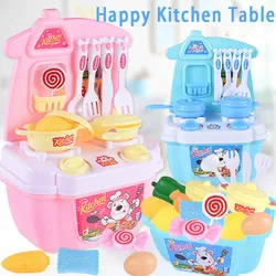 Jouets de cuisine pour enfants, 21 pièces, maison de jeu, cuisine, ustensiles de cuisine, vaisselle, mini table, jouets éducatifs 