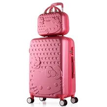 2 PCS/ENSEMBLE Belle 14 pouces Cosmétique sac bonjour Kitty 20 24 pouces fille étudiants trolley Voyage bagages femme roulant valise