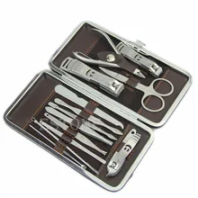 Free Shipping 12 in1 Pedicure / Manicure Set Nail Clippers Cuticle Clippers Grooming Kit Case