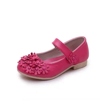 

MSMAX Children Shoes PU Leather Beading Flower Kids School Single Shoes Breathable Mary Janes Girls Dress Party Wedding Shoe