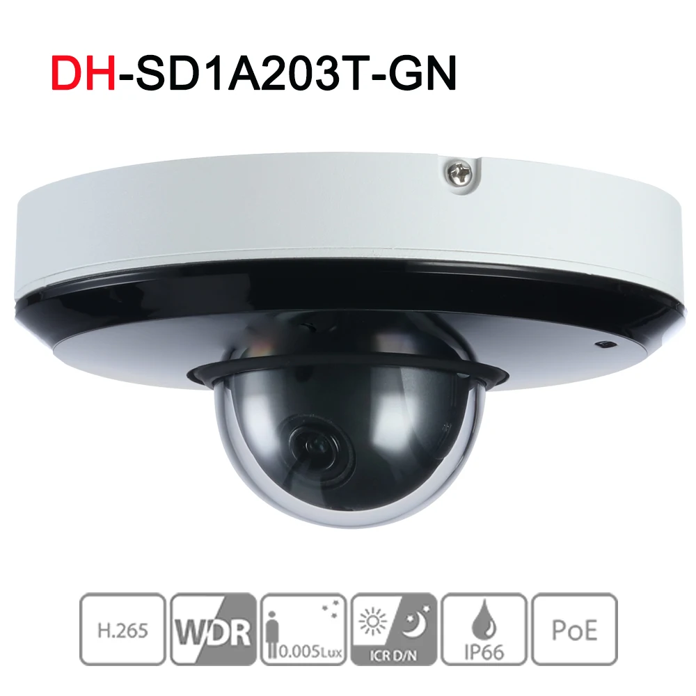 

Original SD1A203T-GN 2MP 1080P 3X Optical Zoom Starlight Vision PTZ Network Camera POE IR 15m IR WDR IVS ONVIF IP66