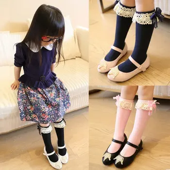 

Sock Kids Baby Socks Toddler Girls Kids Knee High Length Socks with Organza Bow 6 Colours 1-5 years