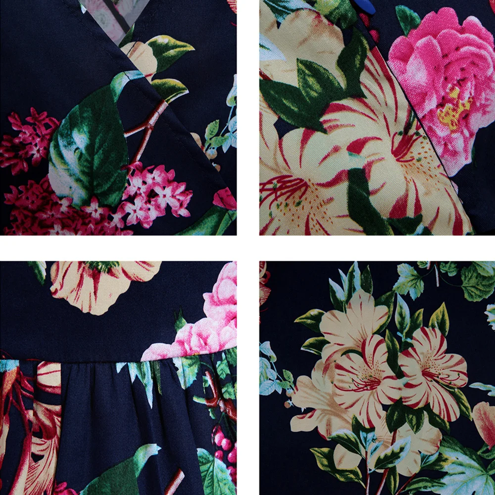 

Big pendulum Gown Women's Dress Floral Print Sleeveless Sexy Cocktail Swing Sundress Plus Size Pinup