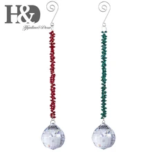 Набор H& D/2 красных и зеленых кристалла чакры, кулон в форме Ловца солнечных лучей, подвеска в виде радуги, шар, призма, Ловец Солнца, украшение для дома и свадьбы