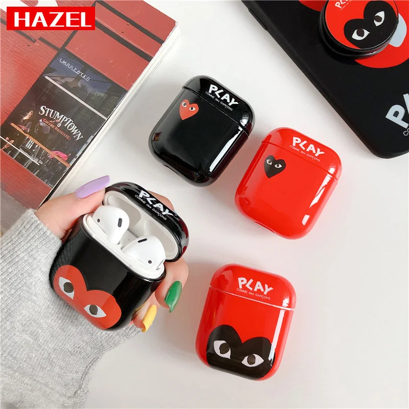 

Love CDG Play Comme des Garcons soft TPU Wireless Earphone Charging Cover Bag for Apple AirPods 1 2 Luxury Bluetooth Headset Box