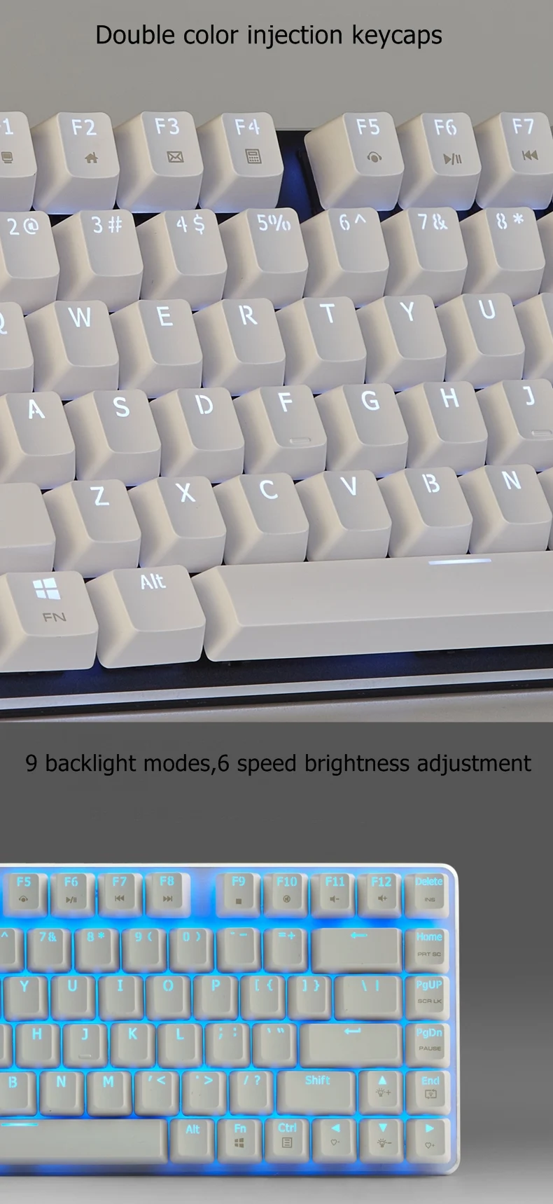 Все новые Magicforce 82 ключ USB проводной с подсветкой эргономичная Механическая игровая клавиатура Gateron/Cherry переключатели; Ice-Blue подсветка