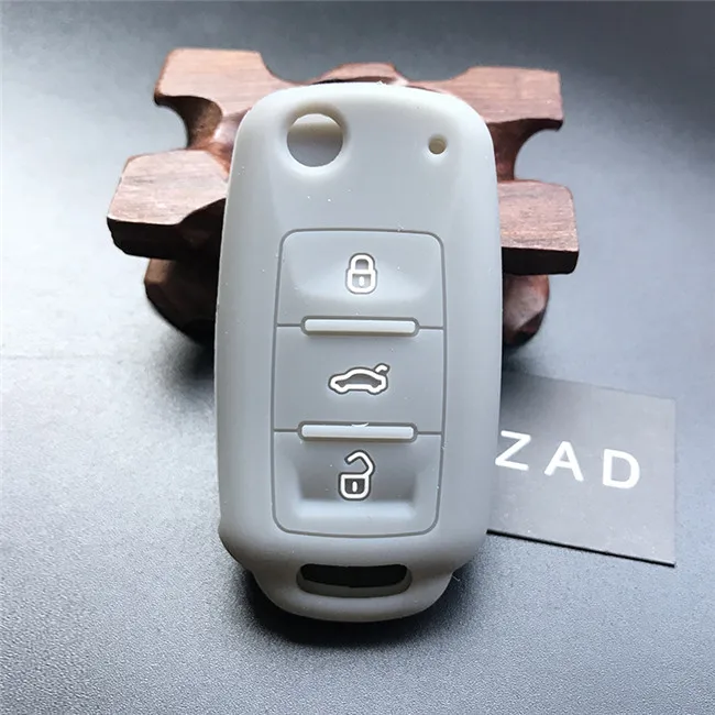 ZAD силиконовый резиновый чехол для ключей автомобиля, чехол для VW POLO Bora Beetle Tiguan Passat B5 B6 Golf4 MK5 6 Jetta Eos - Название цвета: Серый