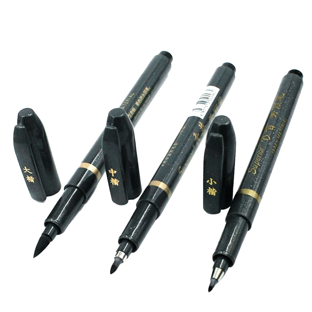 3Pcs Different Nib Felt Tip Calligraphy Pen Chinese Word Writing Home Office School Art Craft Painting Refillable Black Ink Pens 3Pcs Different Nib Felt Tip Calligraphy Pen Chinese Word Writing Home Office School Art Craft Painting Refillable Black Ink Pens