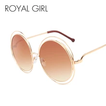 Королевская девушка высококачественный элегантный круглый провод рамка женские зеркальные солнцезащитные очки с градиентными линзами оттенки большие очки ss076
