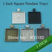 1 дюймов квадратными ячейками подвески лоток в 5 Mix цветов, Пустые настройки Bazel для камней или Cabochons