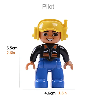 Строительные блоки большого размера персонаж семейный рабочий полицейский фигурки совместим с Duplo кирпичи образовательные игрушки для детей - Цвет: pilot