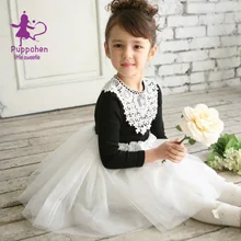 Puppchen vestidos lace floral patchwork dress baby girls clothes children clothing princess sequins dresses for girls kids