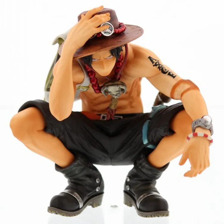 Hot NEW 16cm One piece ace squatting action figure font b toys b font Christmas doll