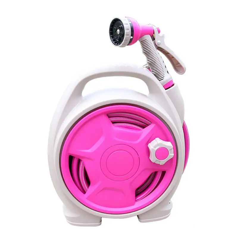 Поливочный шланг Автомойка автомобильный водяной пистолет высокого давления захват воды домашний Садоводство полив стеллаж для хранения набор R-2049 - Цвет: Розовый