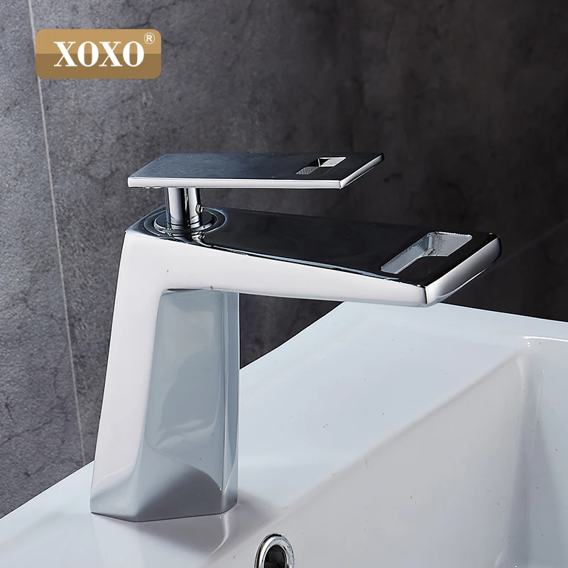 Günstige XOXO schwarz weiß bad basinfaucet Hohl form bad Wasserfall armaturen einzigen handgriff wasser mischbatterie 80015