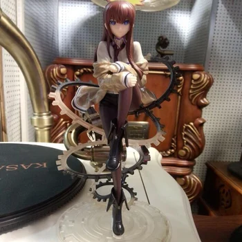 

Steins Gate Anime action figure Makise Kurisu collection painted model figure toy gifts sitting posture 21cm Decoration Y7013