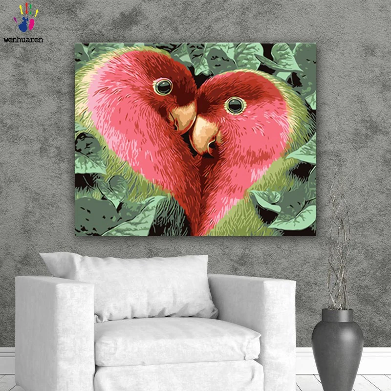 

DIY colorings pictures by numbers with colors A bird in the shape of a heart picture drawing painting by numbers framed Home