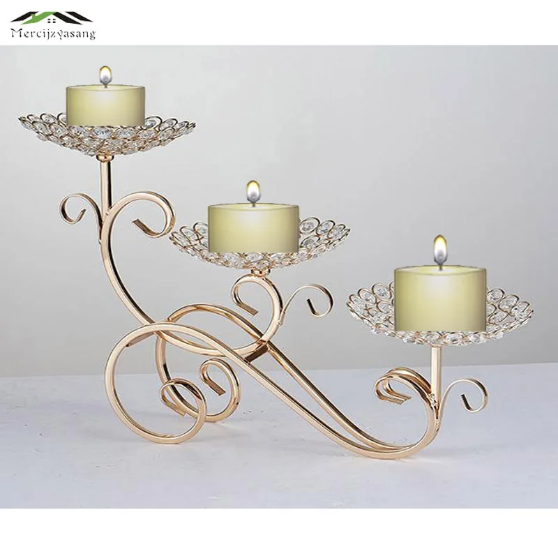 Buy 10PCS/LOT Metal Gold Candle Holders 3 Arms With